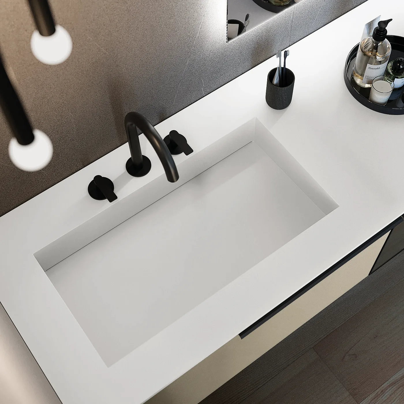 Glas-Waschtisch Nahaufnahme